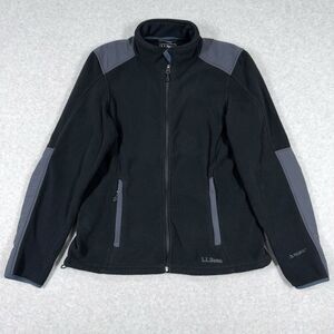 LL Bean Jacket Womens‎ Small Fleece Polartec Full Zip Pockets Outdoor Black Grey